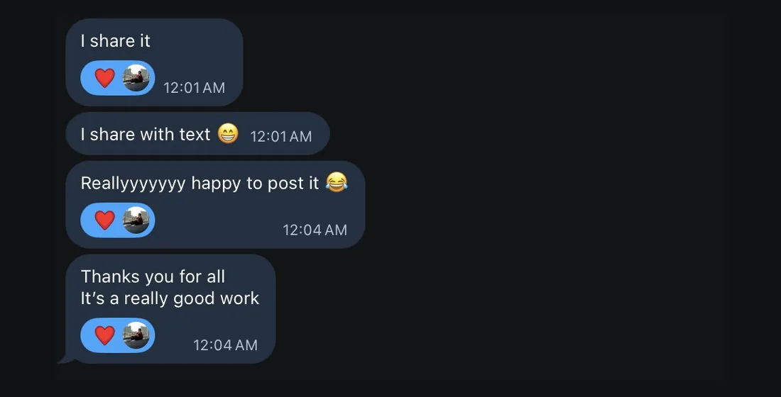 Client thanking the team for the work