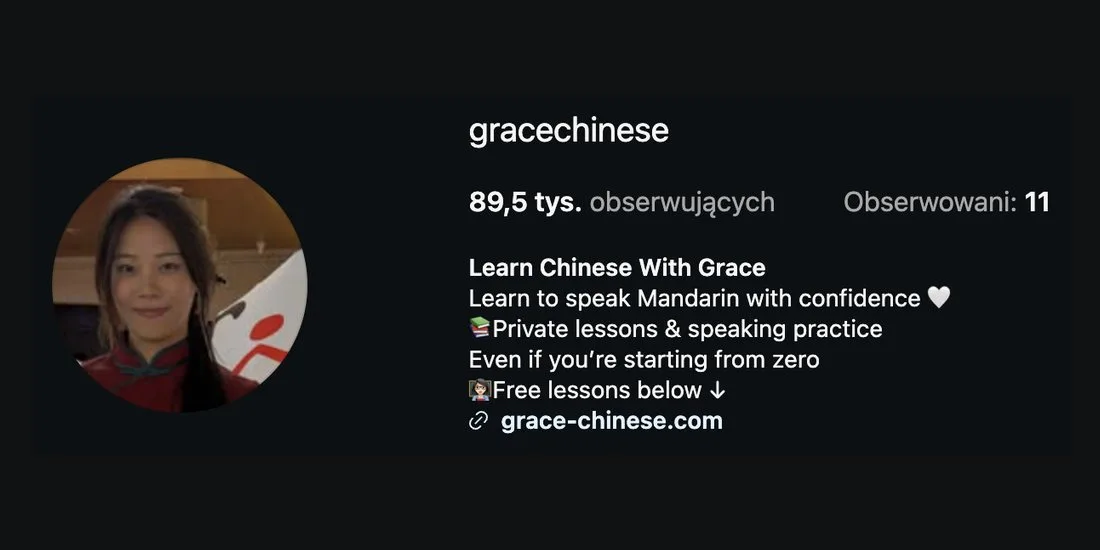 Zrzut ekranu z konta @gracechinese