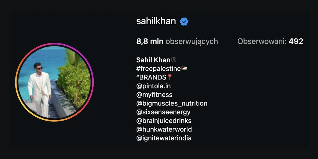 Zrzut ekranu z konta @sahilkhan